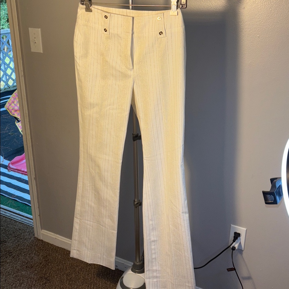 Doncaster Cream and Gold Striped Pants